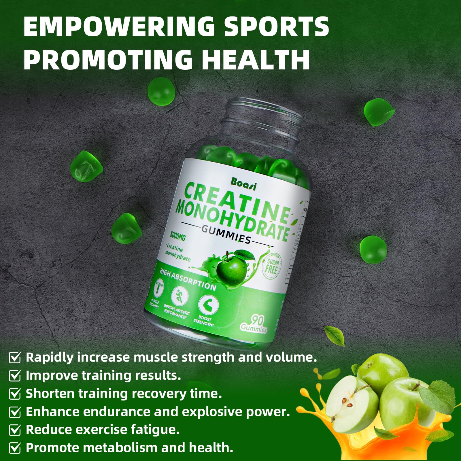Boasi vegan gummies featuring GMP badge signaling reliable quality for workouts.
