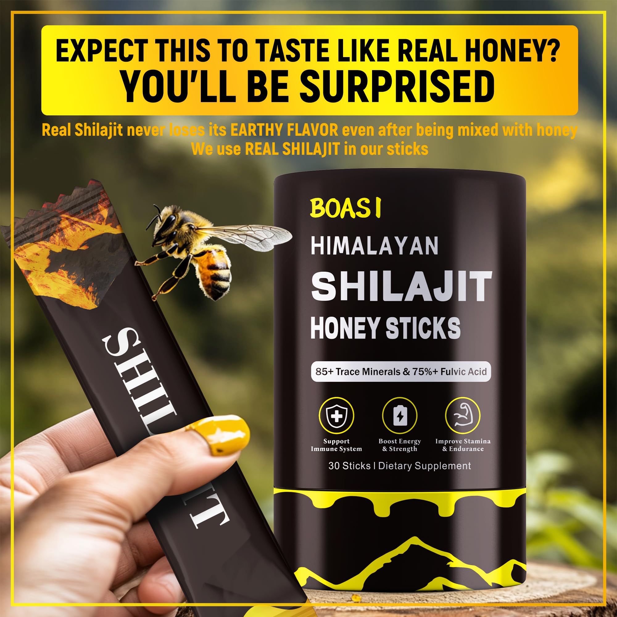 Boasi Shilajit Honey Sticks bottle featured for daily energy ritual