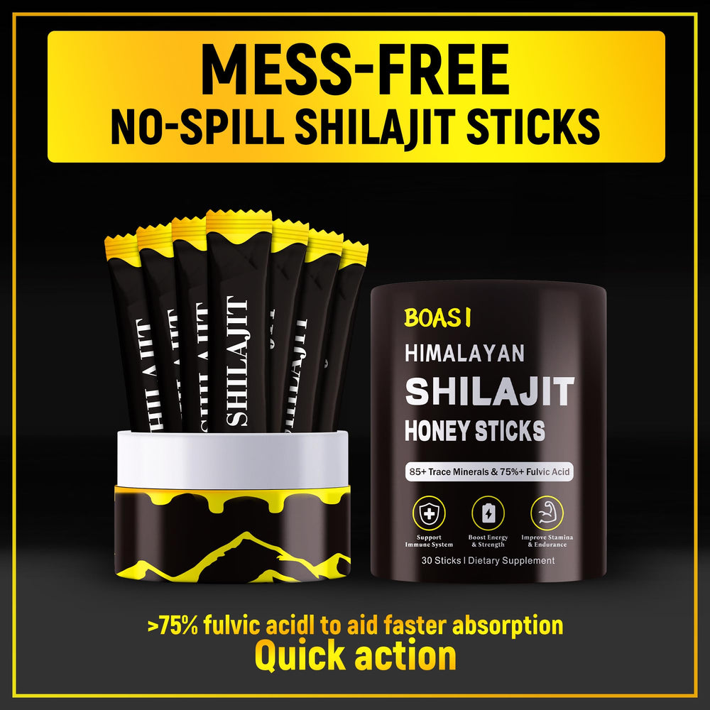 Close-up of Boasi Shilajit Honey Stick texture and sweetness