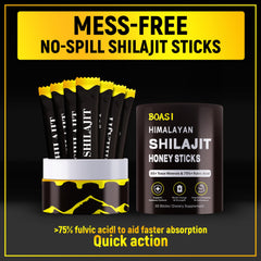 Close-up of Boasi Shilajit Honey Stick texture and sweetness