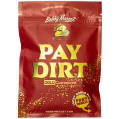 Bobby Nugget Gold Paydirt bag sealed, ready for authentic gold panning adventures.