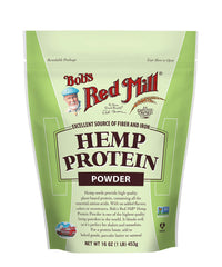 Bob's Red Mill hemp protein powder packaging with resealable bag for easy storage.