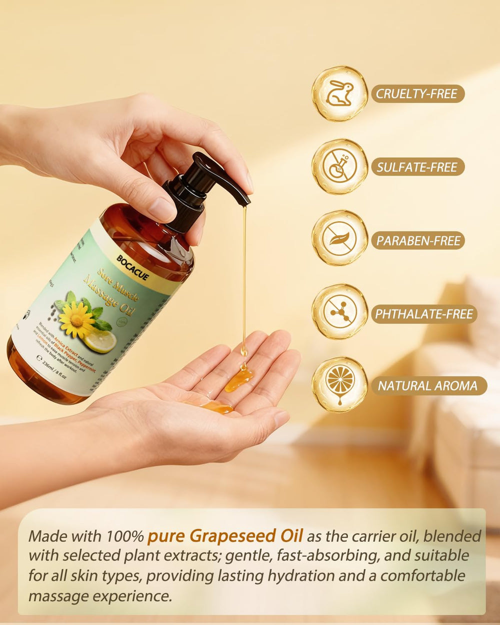 BOCACUE bottle of black pepper and peppermint oils for circulation