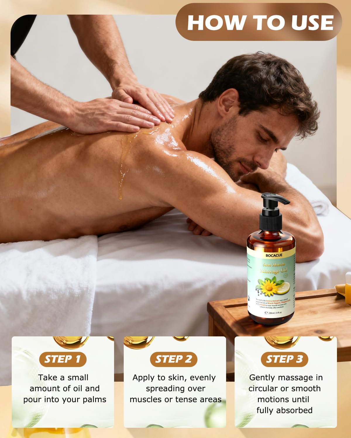 BOCACUE lemon and peppermint aroma for relaxing massages