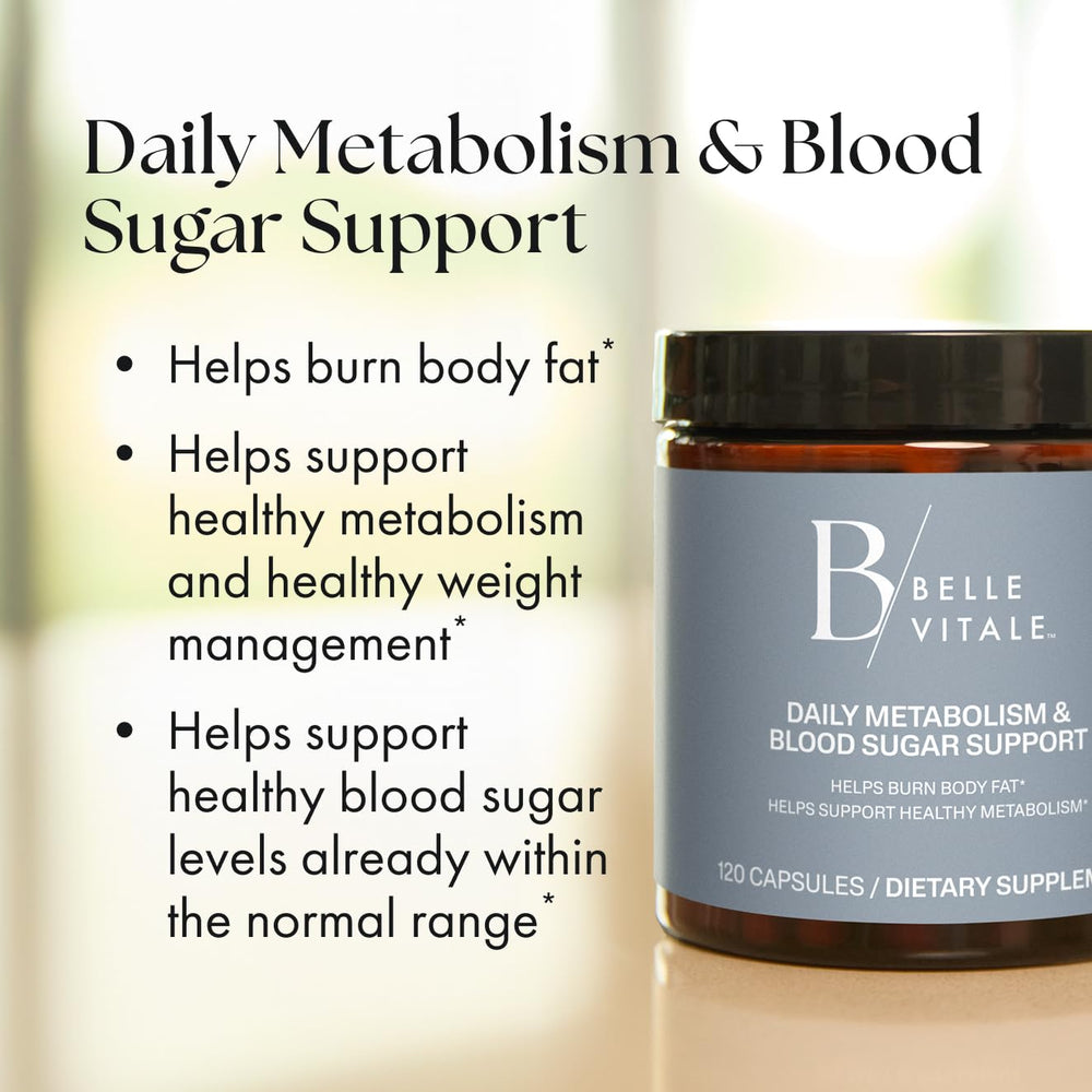 BODi Belle Vitale Duo bottle in hand for on-the-go metabolism support.