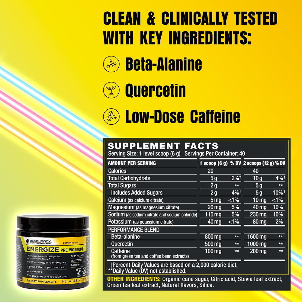 BODi Energize powder scoop ready for a quick workout caffeine lift