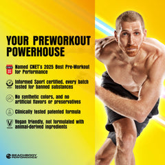 BODi Energize powder with mixed berries showing color and texture