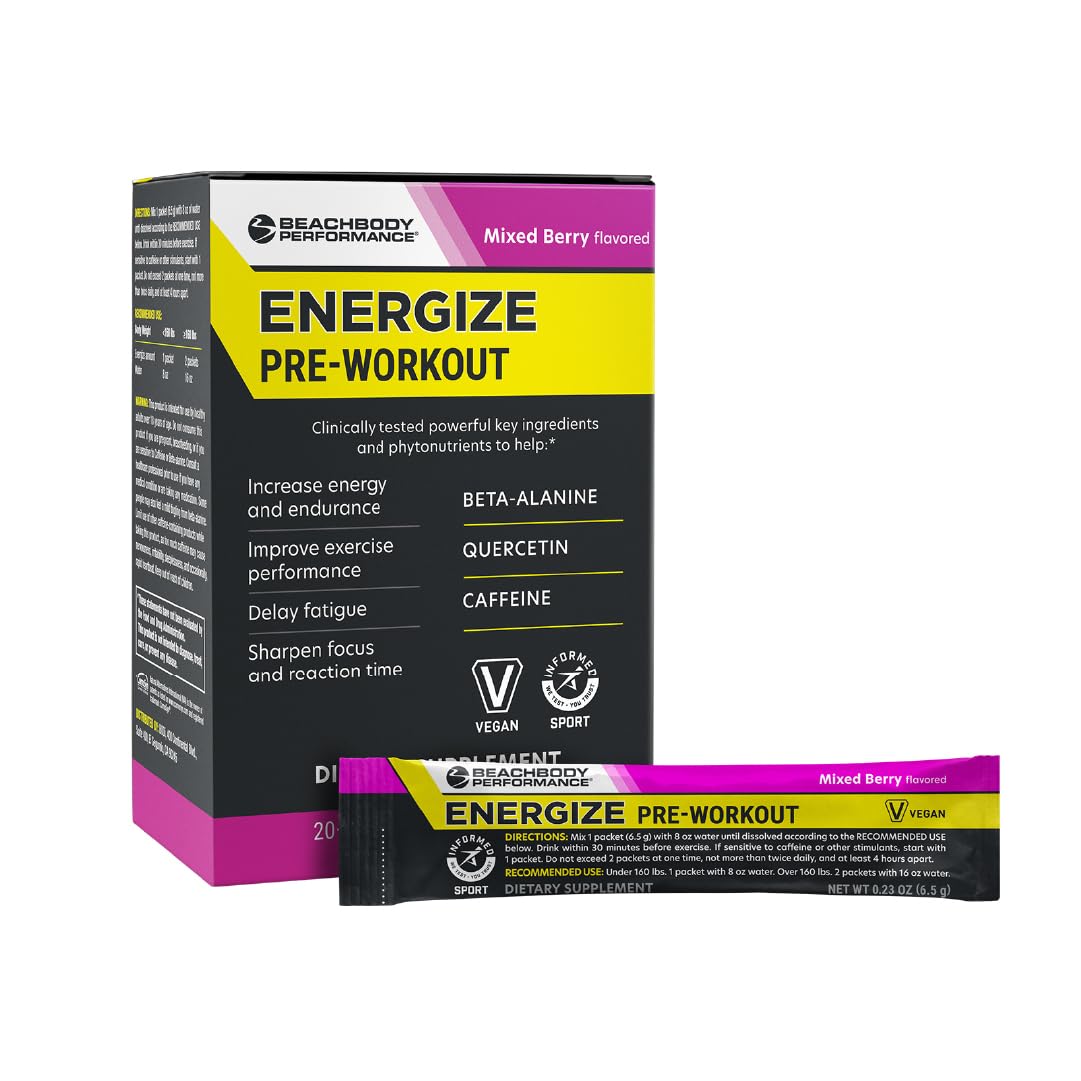 BODi Energize pre-workout tub front for recognizable branding and on-the-go energy.