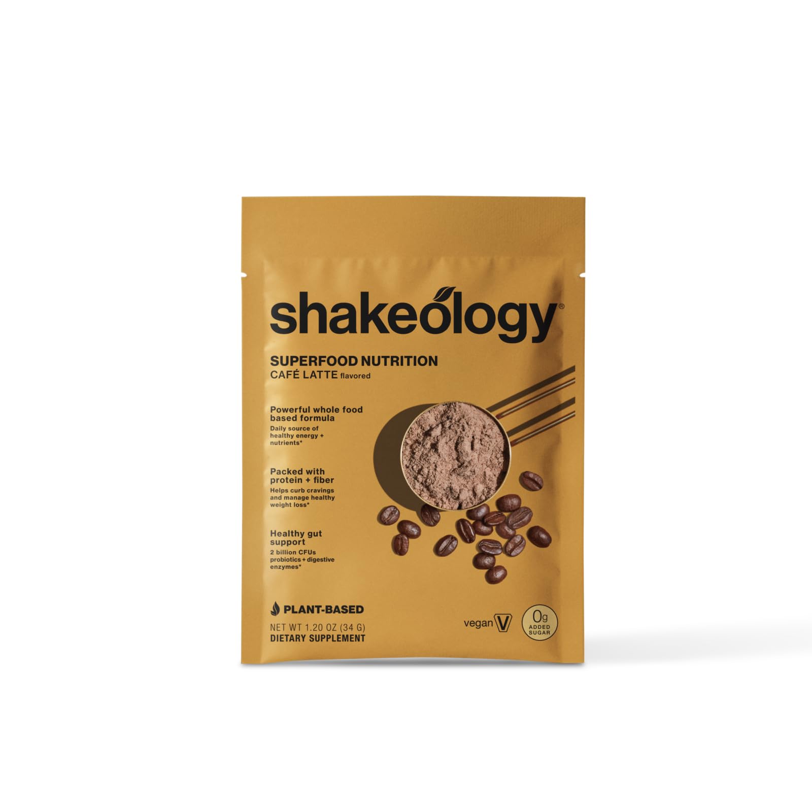 BODi Shakeology Cafe Latte pouring into glass highlights convenient shake preparation
