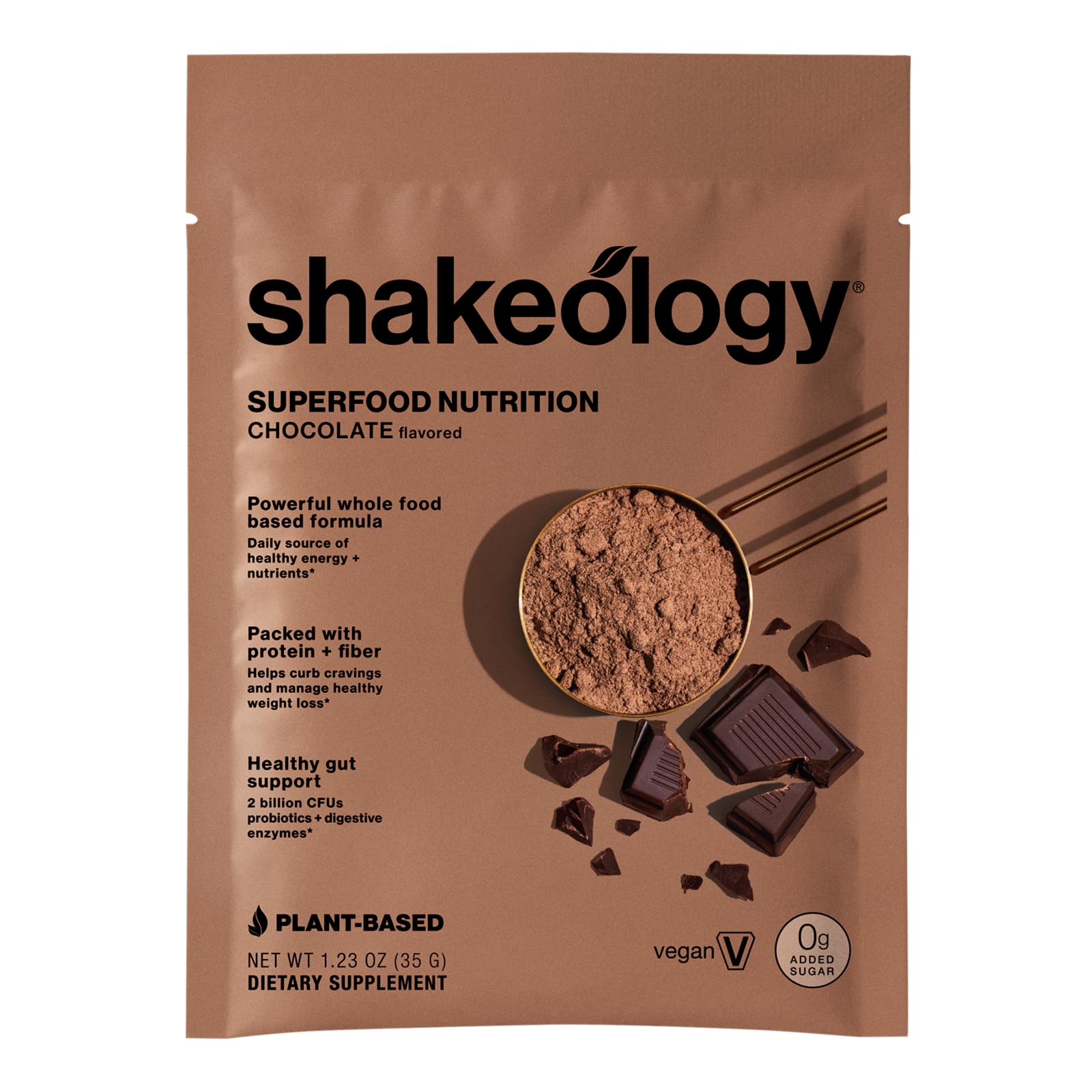 BODi Shakeology Chocolate powder ready to blend into a smooth cup.