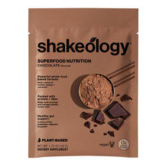 BODi Shakeology Chocolate powder ready to blend into a smooth cup.