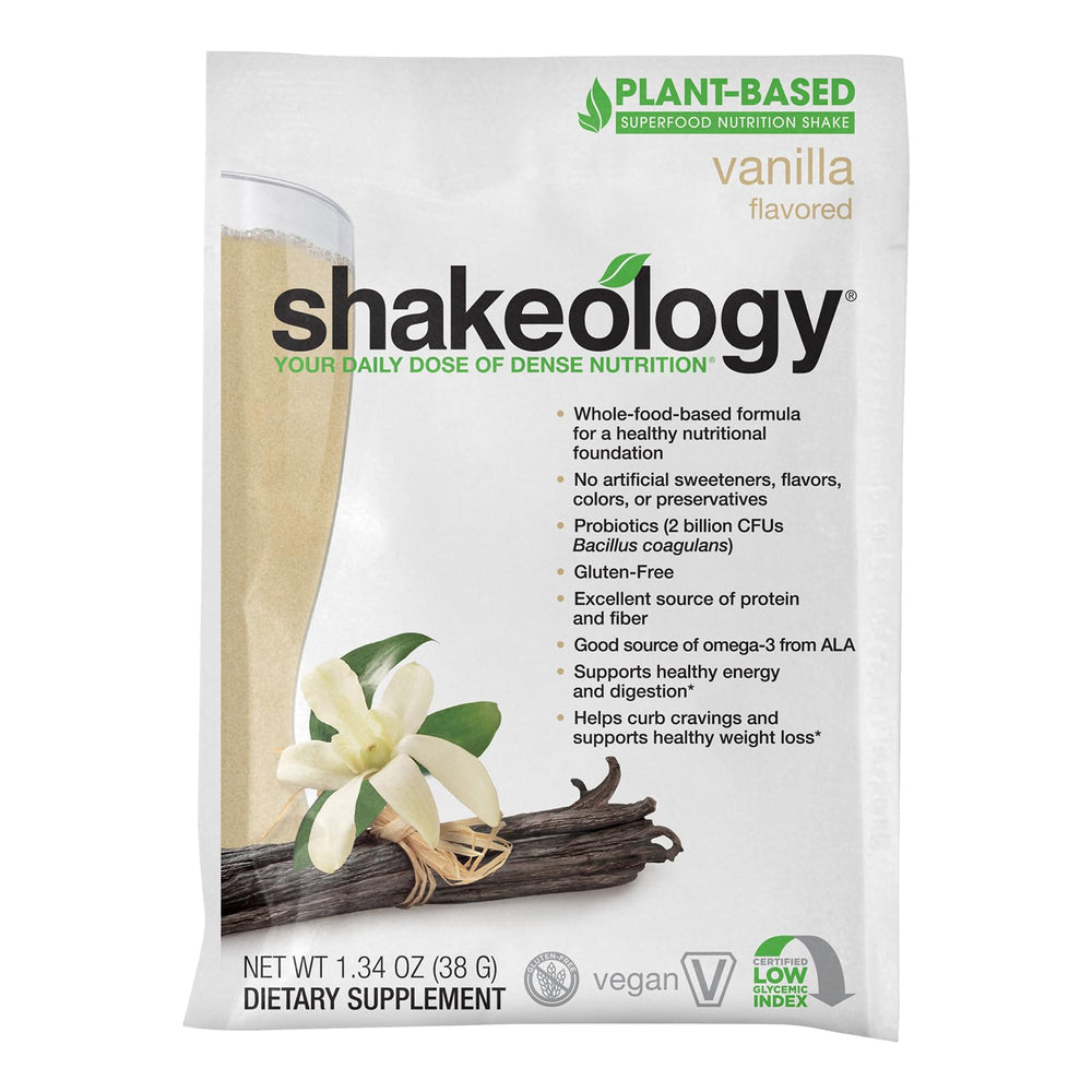 BODi Shakeology Vanilla gluten-free label signals clean, gut-friendly ingredients.