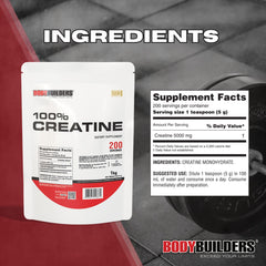 BODY BUILDERS Creatine dosage scoop displaying precise serving for consistent intake.