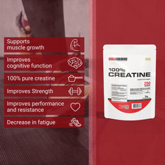 BODY BUILDERS Creatine label close-up highlighting pure monohydrate and no fillers.
