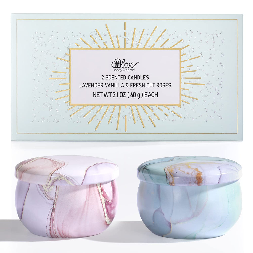 BODY & EARTH LOVE Plant-based wax with lead-free wick for safety.