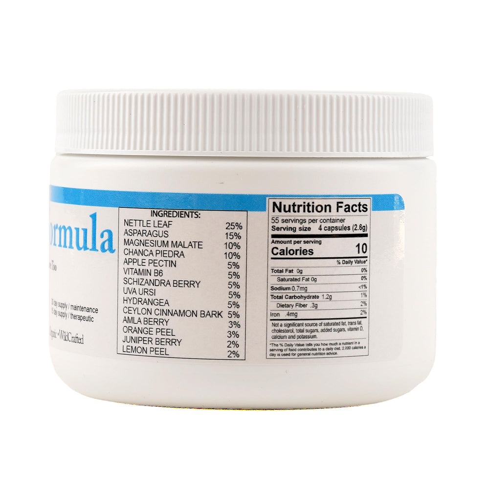 Body Force Kidney Formula ingredients layout highlighting nettle, asparagus and chanca piedra for holistic support.