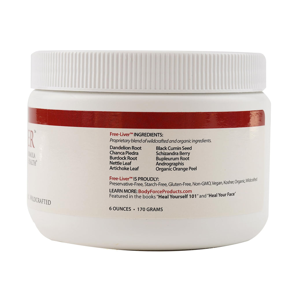 Body Force Liver Formula Markus powder jar ready to mix into drinks for easy daily use.
