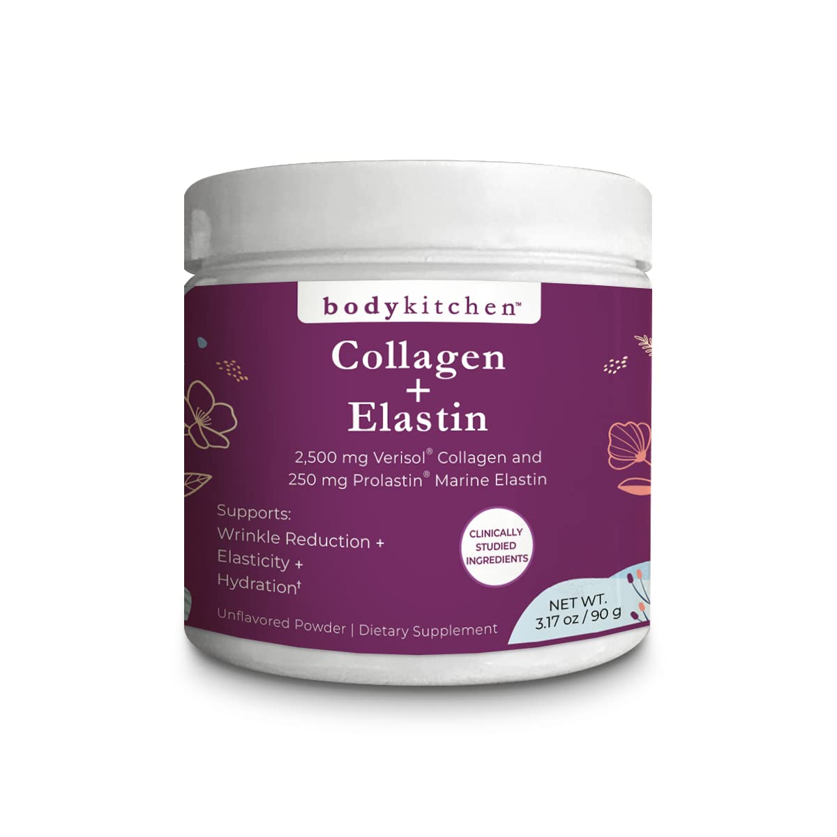 Body Kitchen bottle pour showing collagen-elastin for a simple daily hydration ritual.
