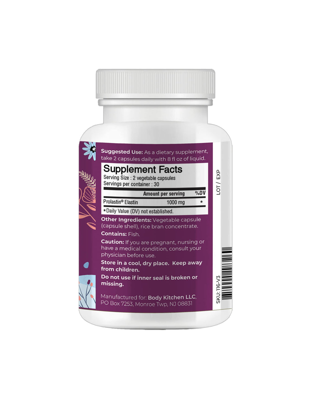 Close-up of elastin capsules highlighting easy daily supplementation for skin vitality