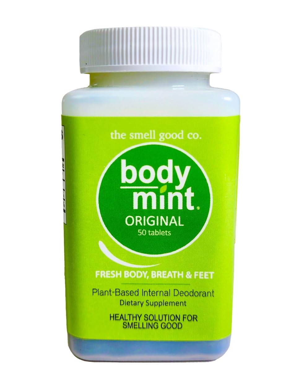 Body Mint bottle front showing day and night odor control.