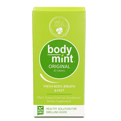 Body Mint bottle side view highlighting portability and daily use.
