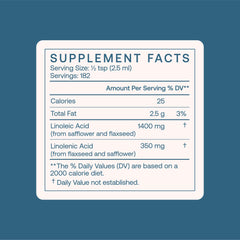 BodyBio Balance Oil flaxseed oil close-up showing omega-3 source