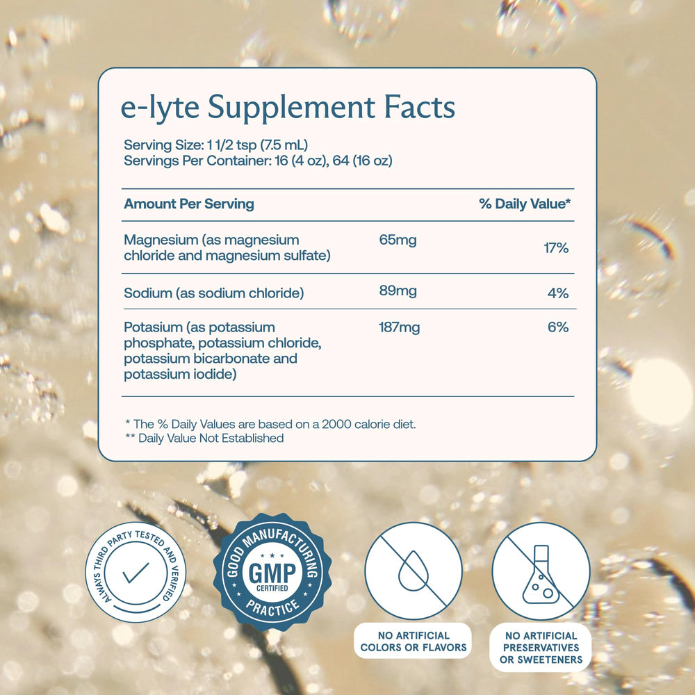 BodyBio e-Lyte label closeup showing clean ingredients.