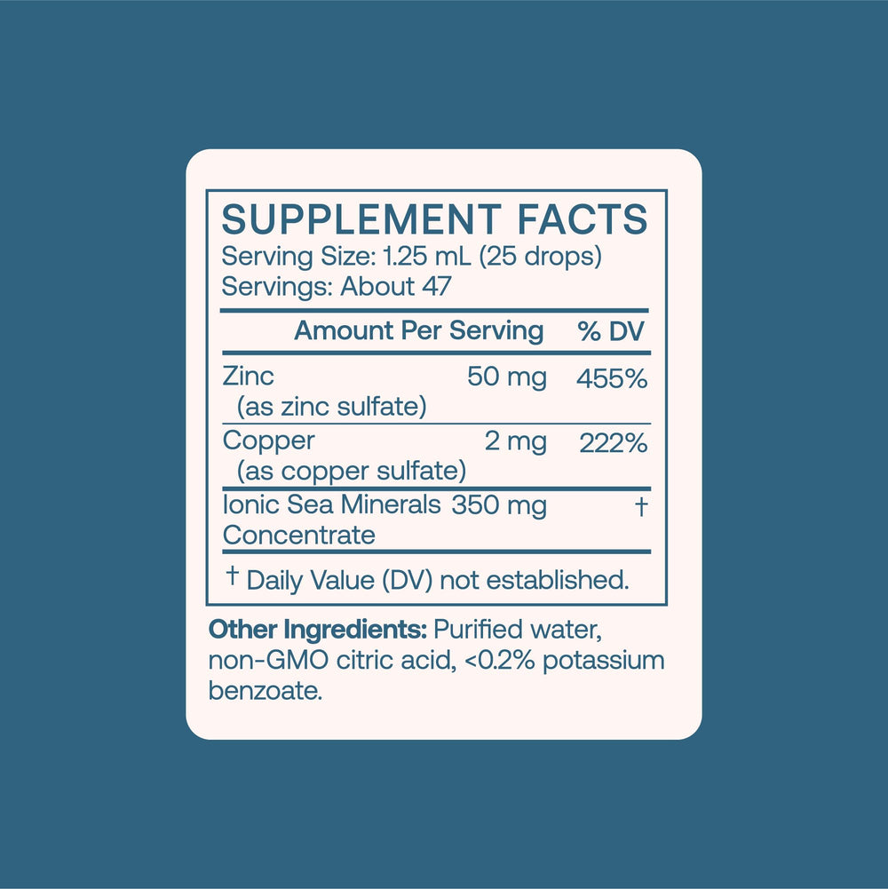 BodyBio zinc label close-up emphasizing purity and additive-free formula