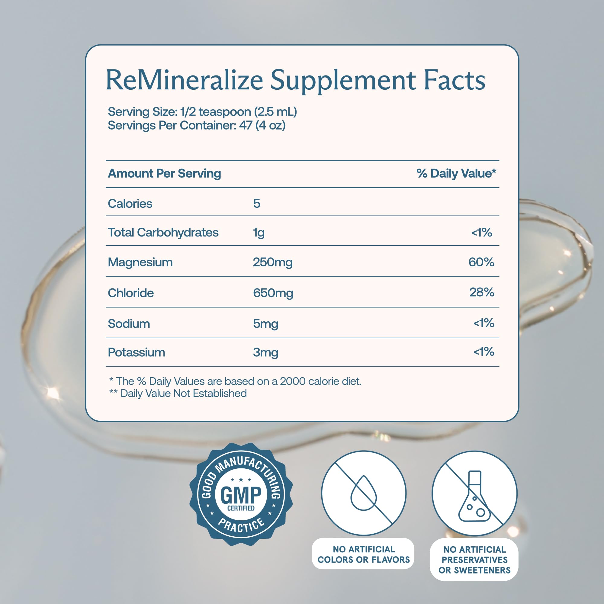 BodyBio ReMineralize poured into a glass for hydration.