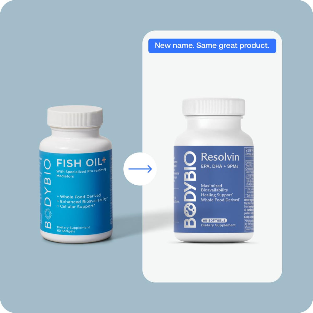 BodyBio Resolvin testing and certification badge conveying third-party quality assurance