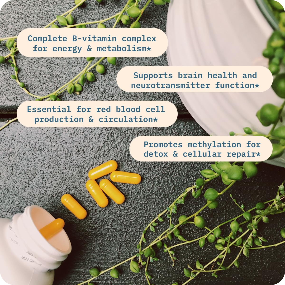 BodyBio Vitamin B+ packaging close-up highlighting purity and allergen-friendly profile