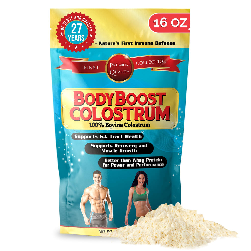 BodyBoost Whole Colostrum bottle for easy daily immune support.