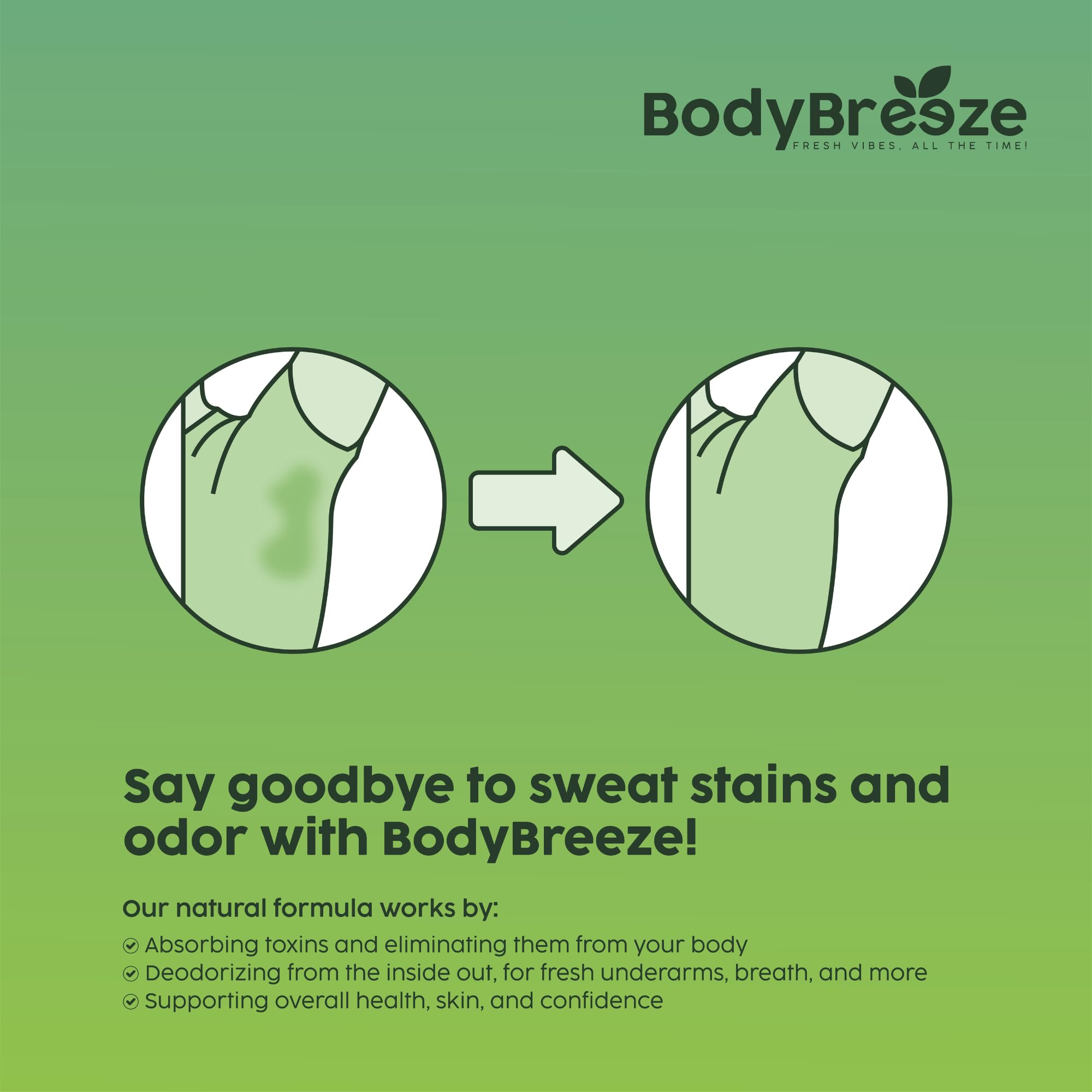 BodyBreeze label vegan icon emphasizes plant-based, cruelty-free wellness.