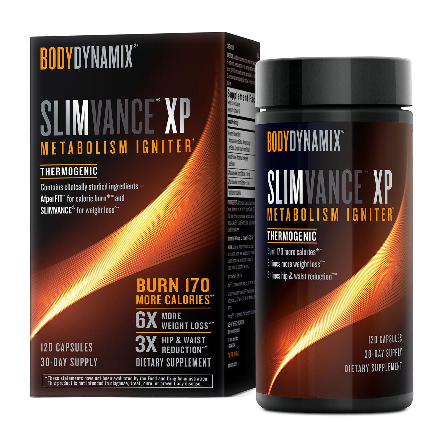 BodyDynamix Slimvance XP bottle front view showing packaging and energy boost.