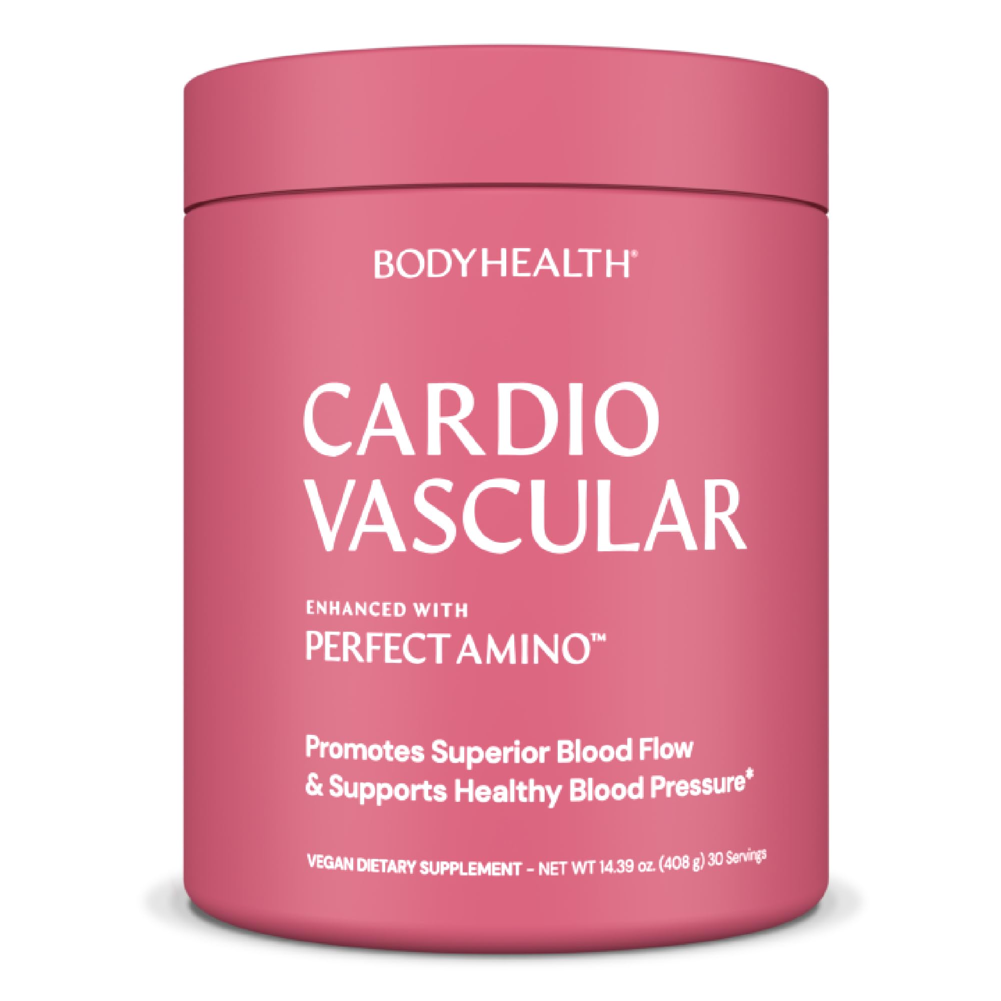 BodyHealth Cardio Vascular bottle pour shows chocolate flavor for daily use and support