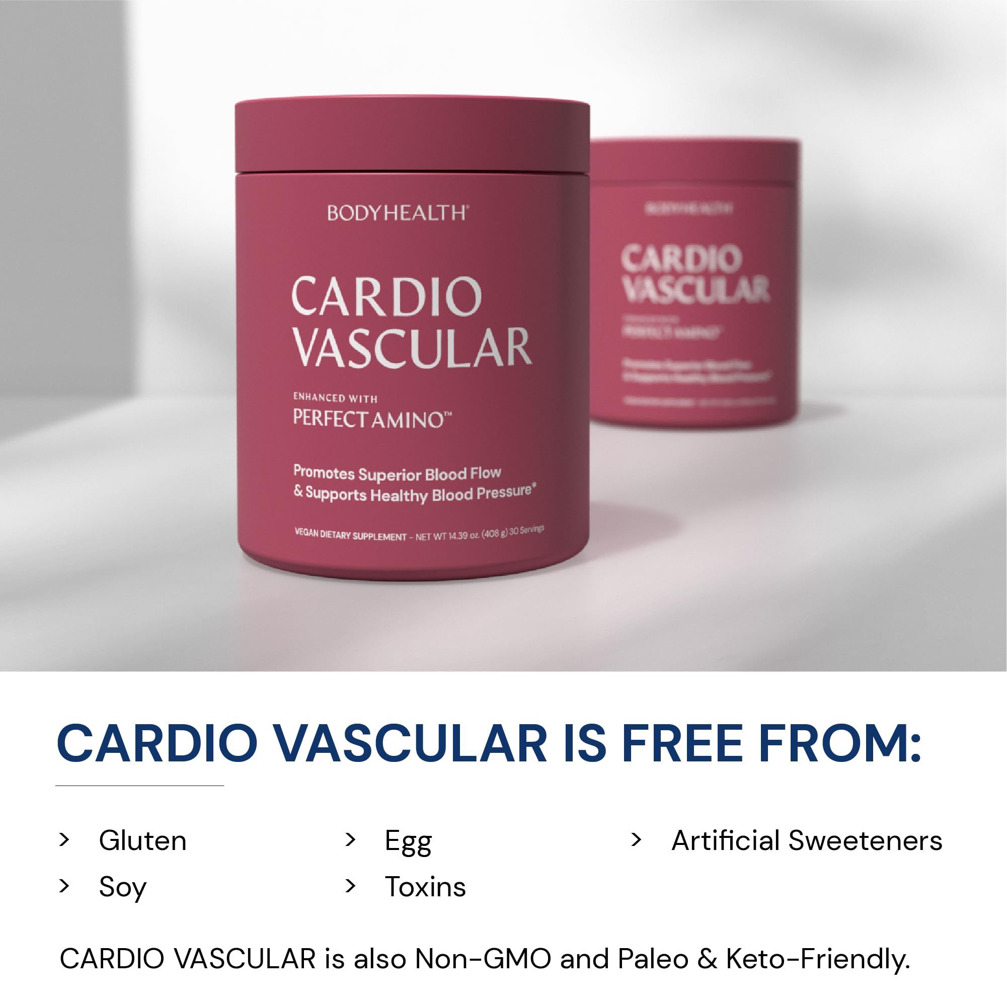 BodyHealth Cardio Vascular serving cup illustrates a user friendly daily routine