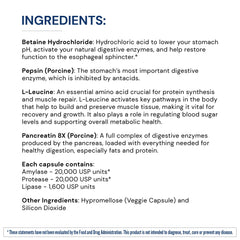 BodyHealth Digestive Enzymes ingredients label features key enzymes and probiotics