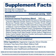 BodyHealth Intestinal Cleanse ingredients highlighting herbs and minerals for gut health