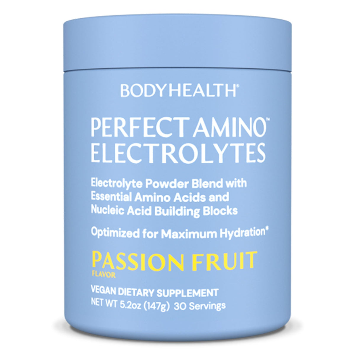 BodyHealth PerfectAmino Electrolytes powder being poured for quick hydration