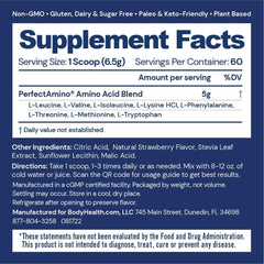 BodyHealth PerfectAmino powder scoop highlights precise serving for fast recovery