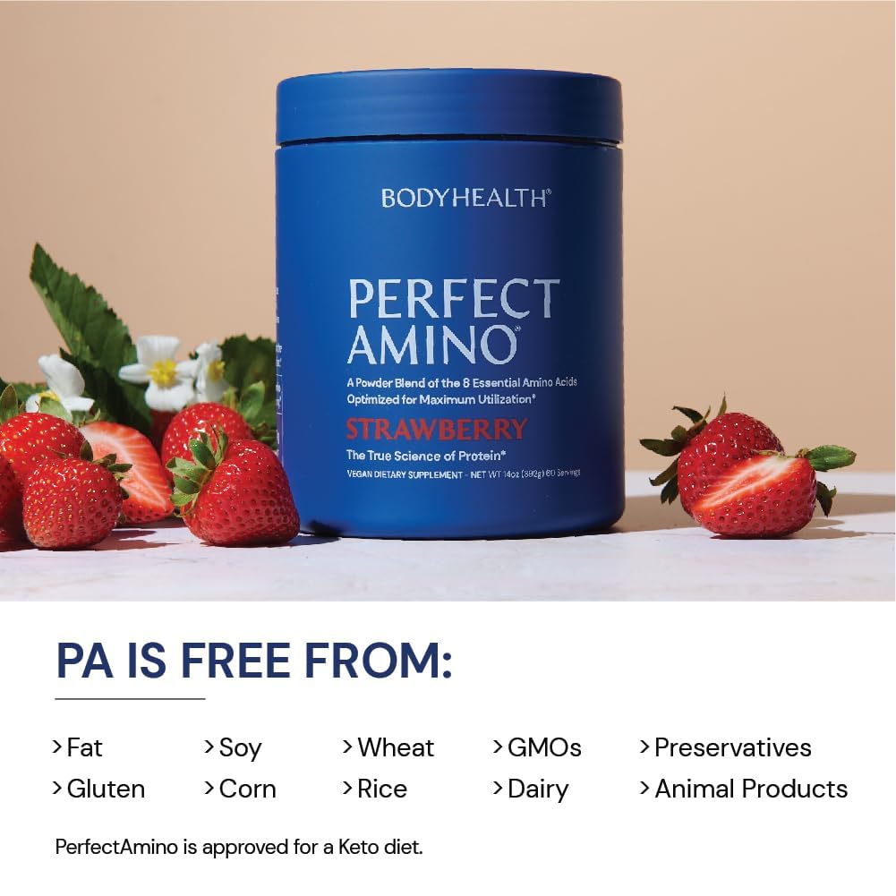 BodyHealth PerfectAmino powder shaker ready for on-the-go workouts and fueling sessions