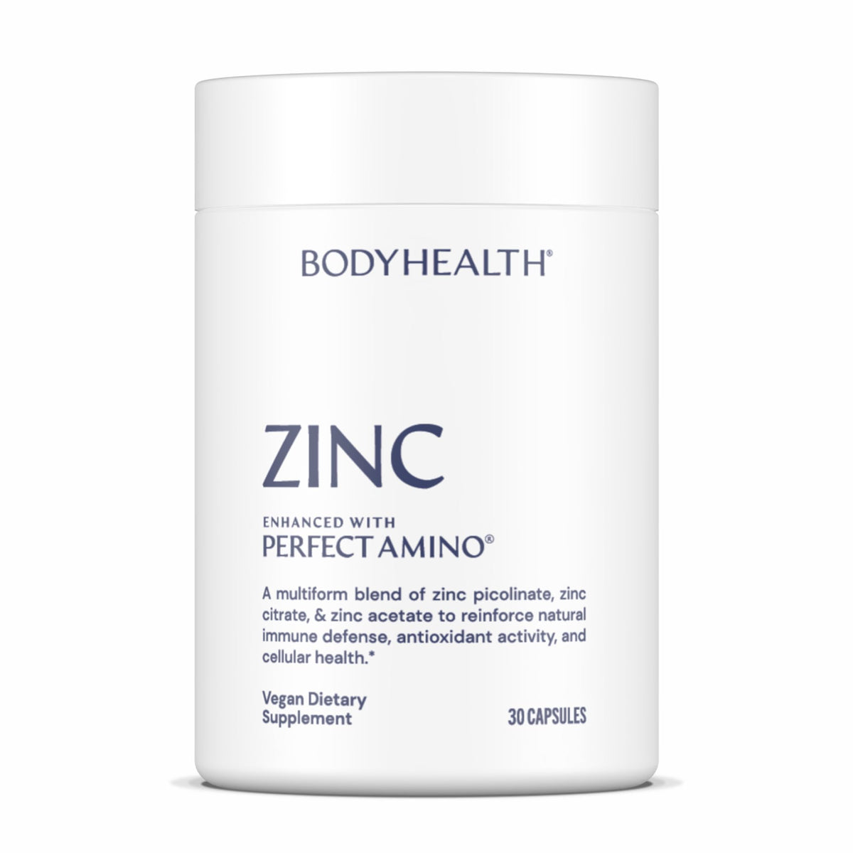 BodyHealth Zinc 30mg bottle front for immune support.