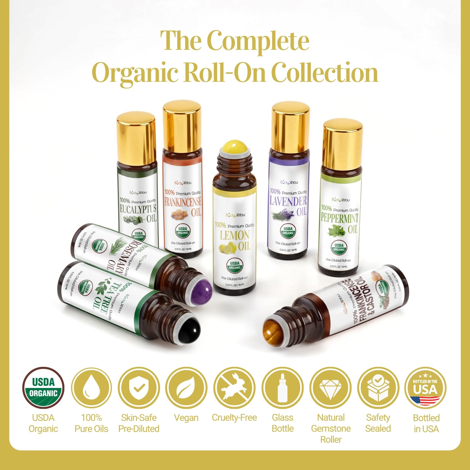 BodyJ4You Lemon Roll On packaging view highlighting organic ingredients