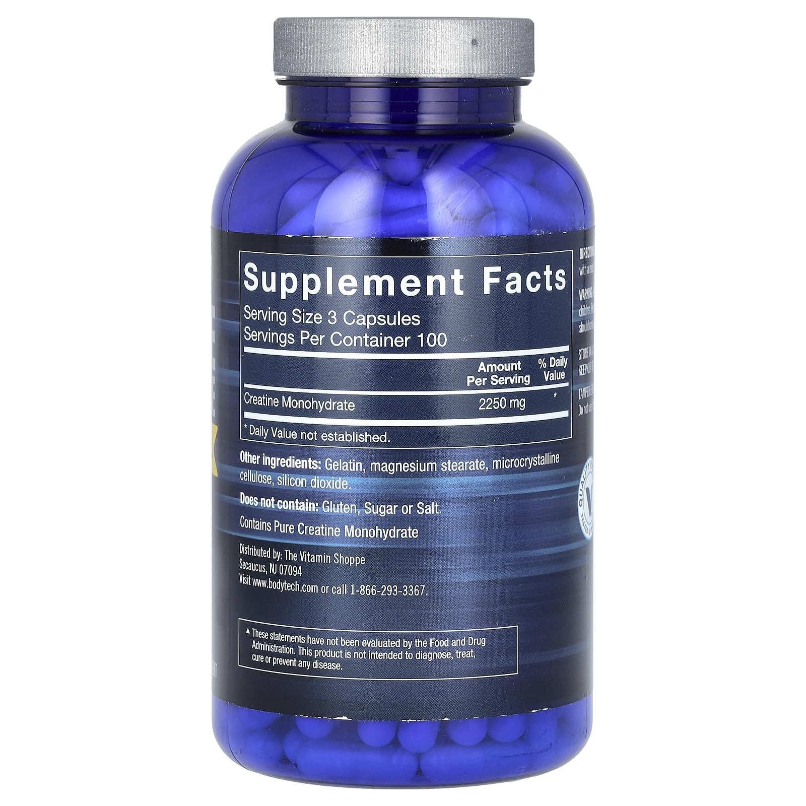 BodyTech Creatine Monohydrate capsules with scoop, ready for training sessions
