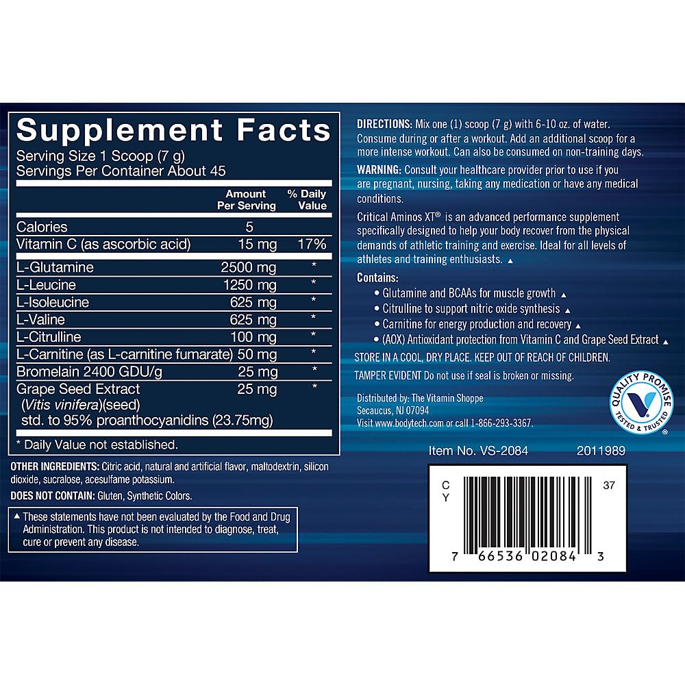 BODYTECH Critical Aminos XT powder dissolving quickly to sustain endurance.