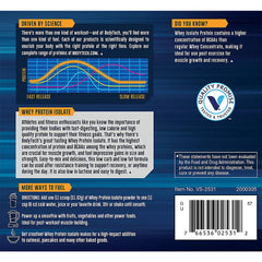 BodyTech Whey Protein Isolate label close-up highlighting Rich Chocolate flavor