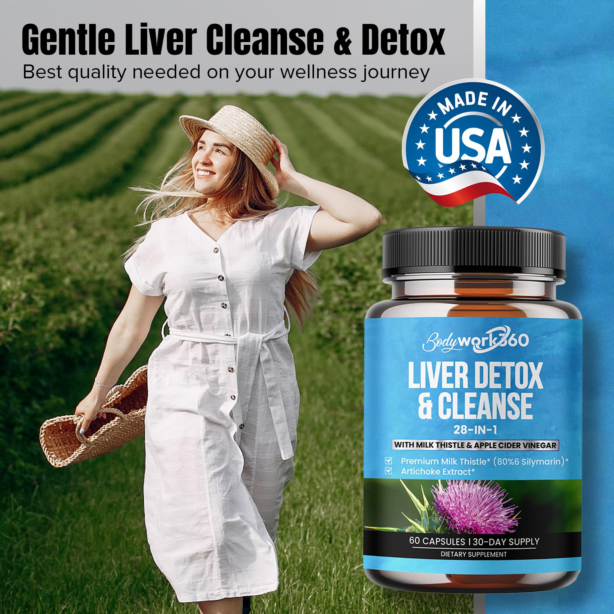 Bodywork360 Artichoke Extract capsule close-up emphasizing gut health and cleansing.