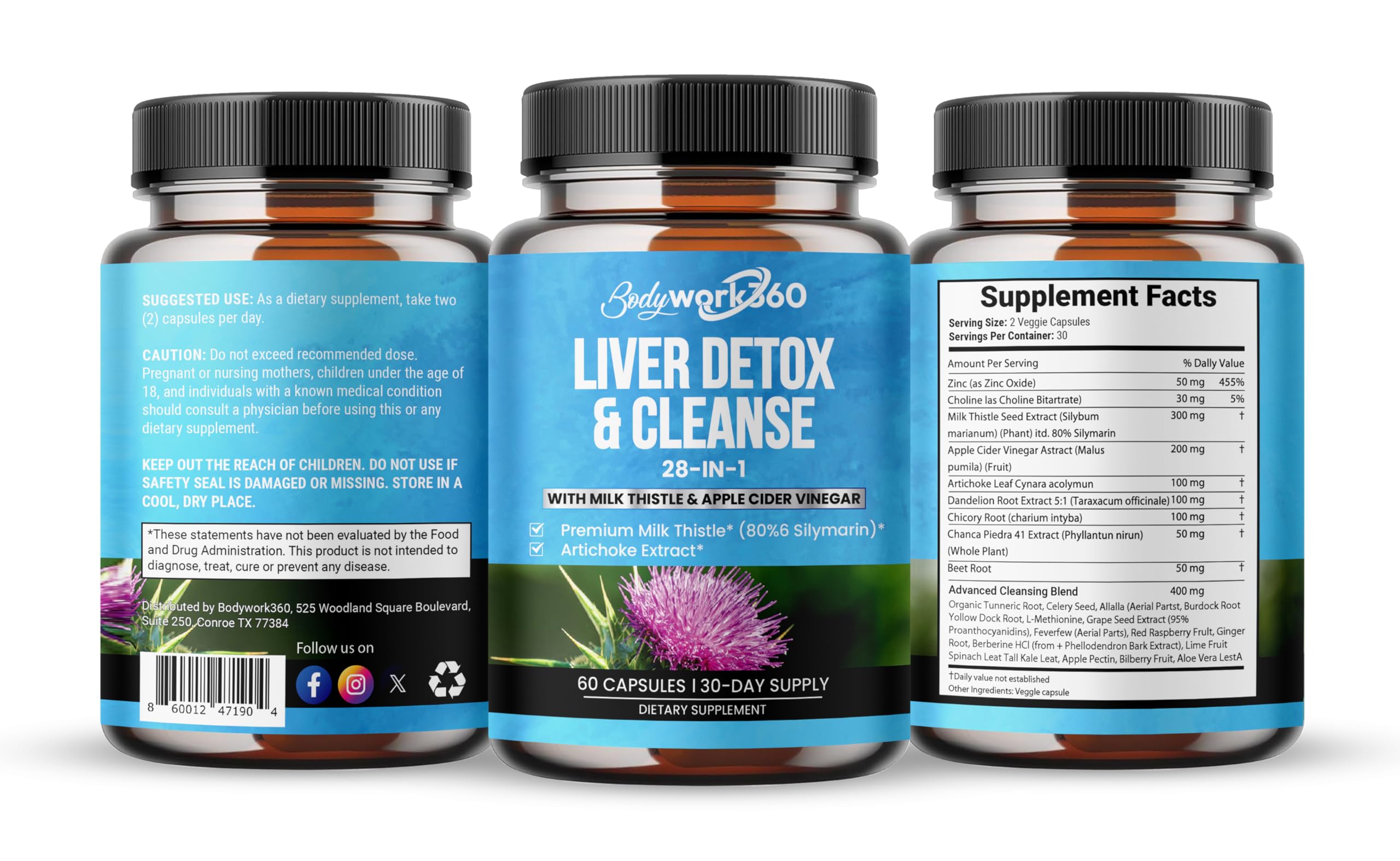Bodywork360 Dandelion Root herbal extract aiding liver and bladder comfort.
