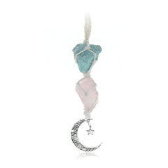 BOHO GARDEN amazonite-rose-quartz car charm brings calm and positive energy on the road.