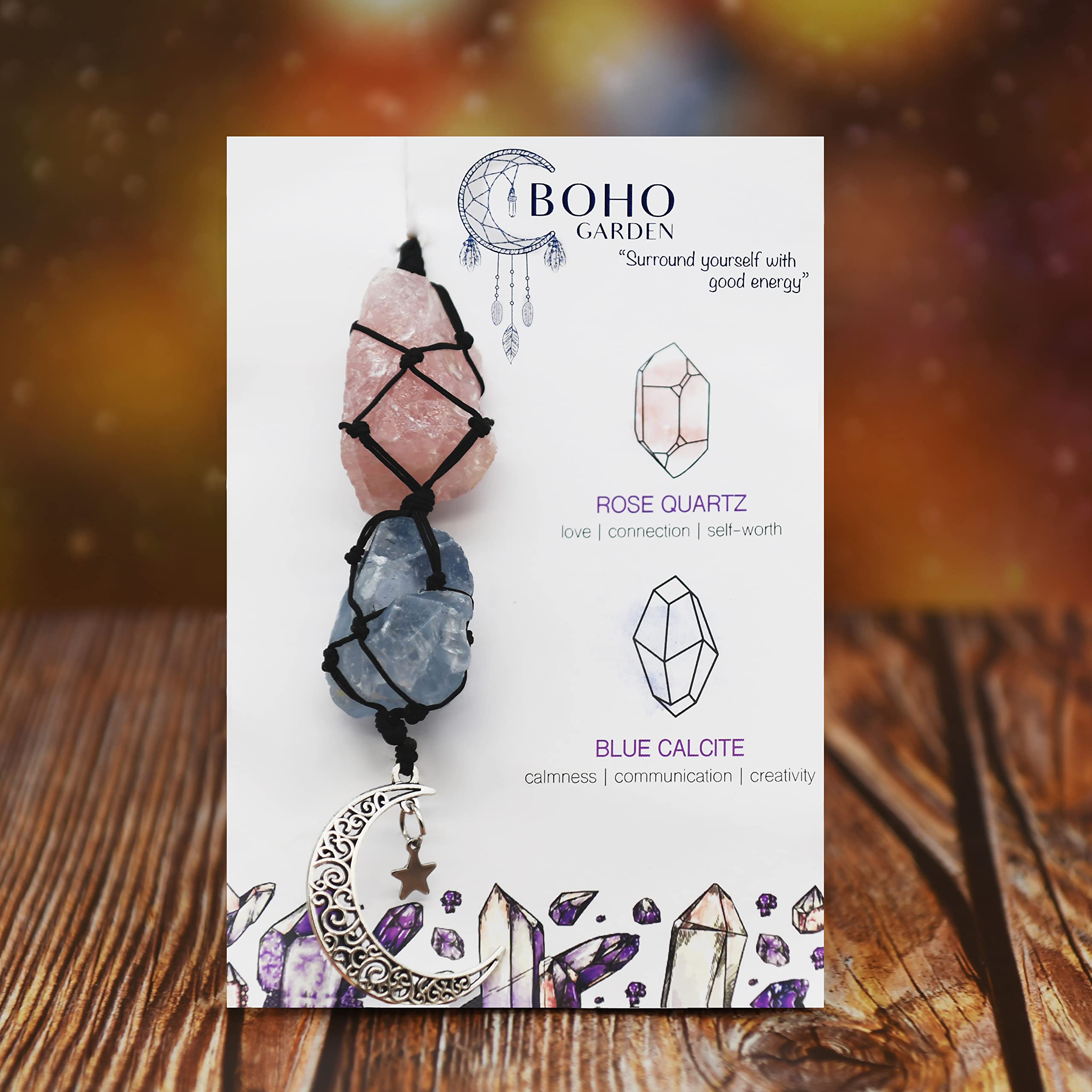 BOHO GARDEN hanging car charm with blue calcite for balance and clarity